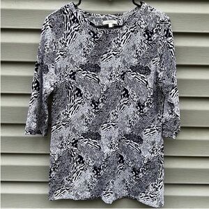 Anthropologie Tyler Boe Navy White Stretchy Tunic Top size Large